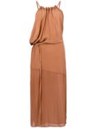 Lost & Found Ria Dunn Ruché Detail Halterneck Dress - Brown