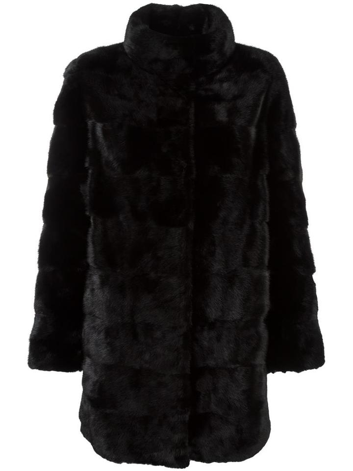 Arma Concealed Front Fastening Coat, Women's, Size: 40, Black, Cashmere/mink Fur