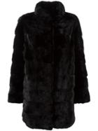 Arma Concealed Front Fastening Coat, Women's, Size: 40, Black, Cashmere/mink Fur