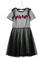 Msgm Kids Tulle And Jersey Dress - Black