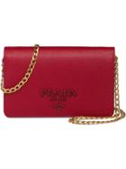 Prada Saffiano Leather Shoulder Bag - Red