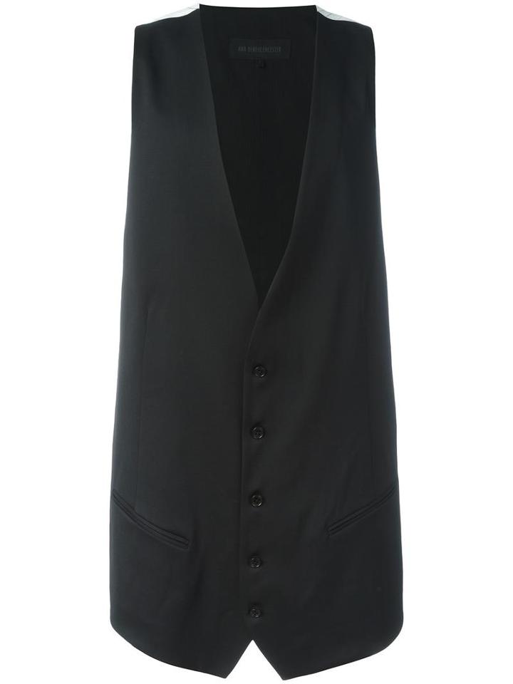 Ann Demeulemeester Grise Elongated Waistcoat, Men's, Size: Large, Black, Nylon/wool/cotton