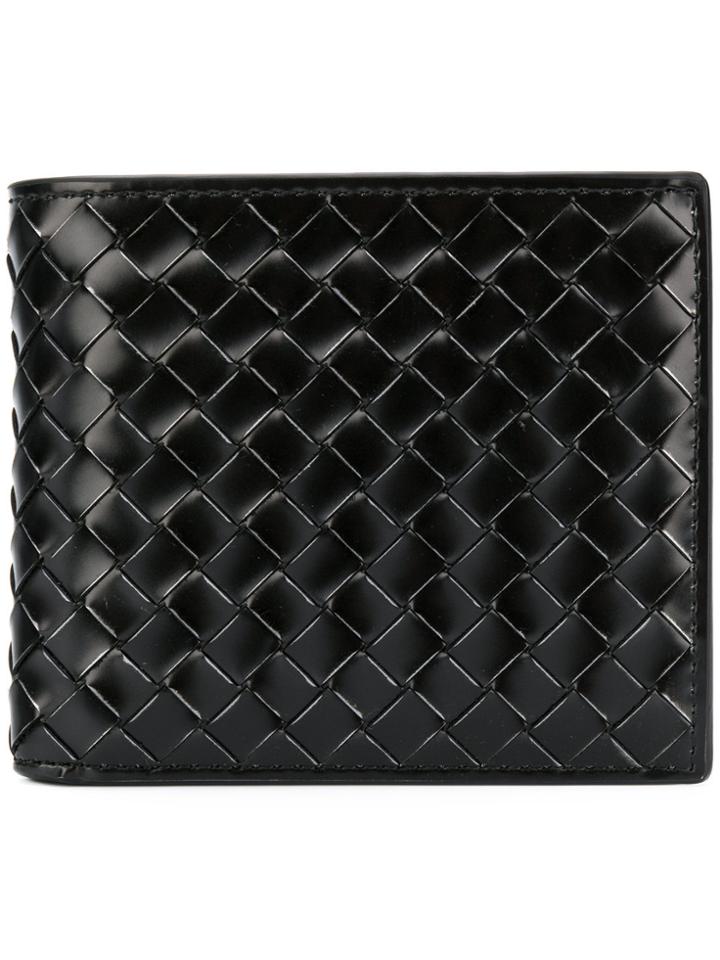 Bottega Veneta Nero Metal Brush Calf Bi-fold Wallet - Black