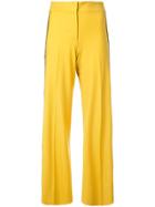 Oscar De La Renta Embroidered Grosgrain Side Trousers - Yellow