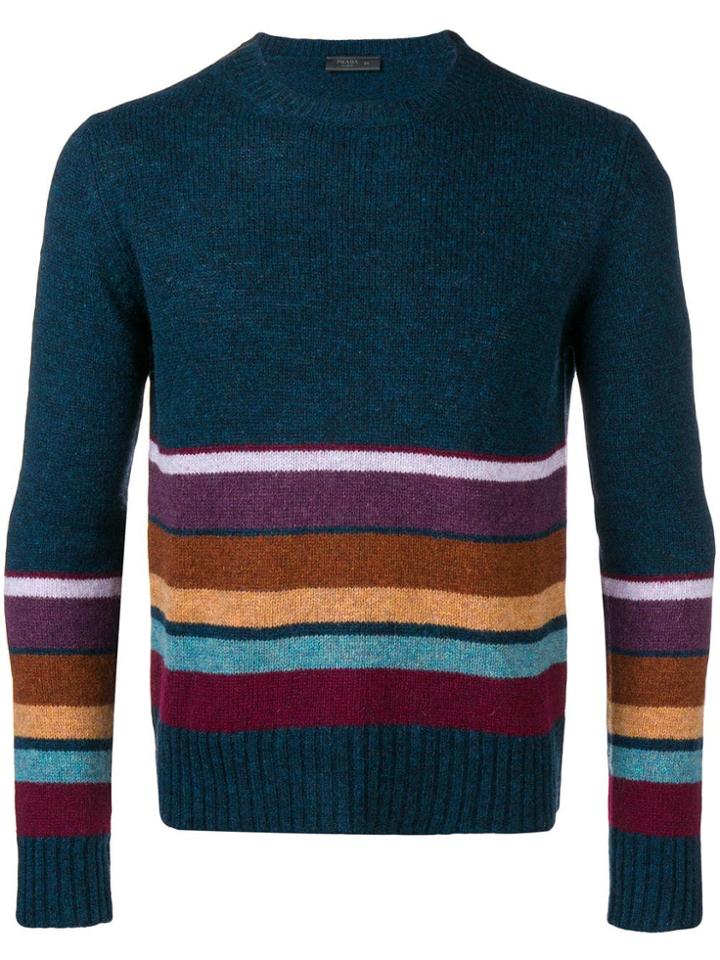 Prada Knit Panelled Jumper - Blue