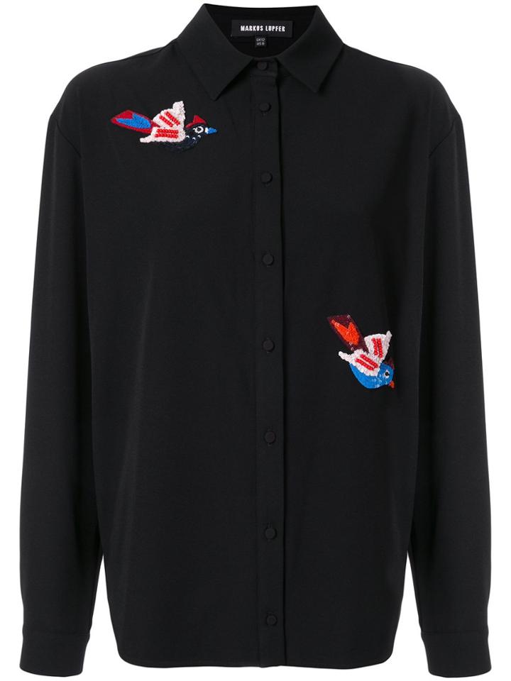 Markus Lupfer Bird Embroidered Blouse - Black