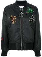 Gaelle Bonheur Embellished Appliqué Bomber Jacket - Black