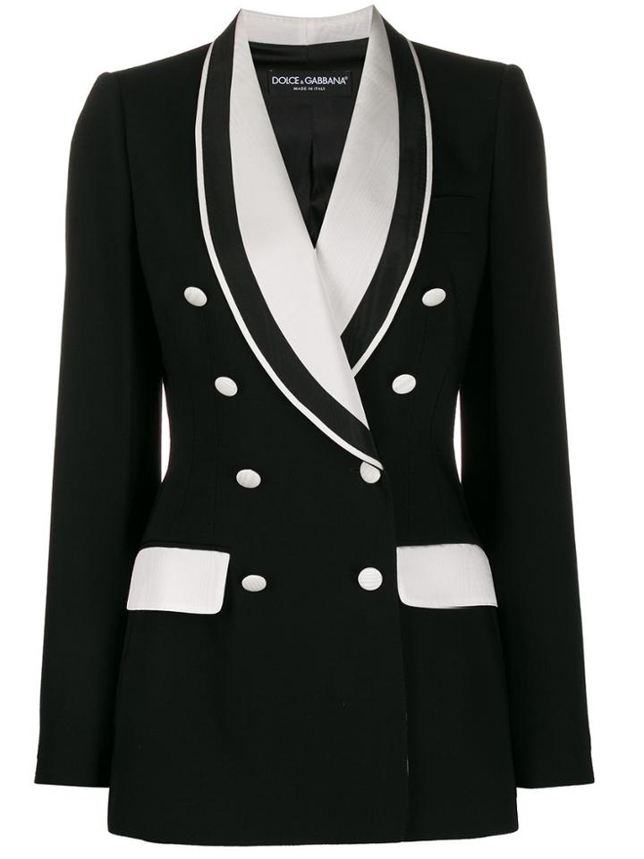 Dolce & Gabbana Double Breasted Two Tone Blazer - Black