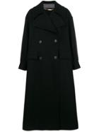 Alberta Ferretti Long Double-breasted Coat - Black