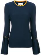 3.1 Phillip Lim - Pleated Cuffs Top - Women - Spandex/elastane/viscose - M, Blue, Spandex/elastane/viscose