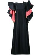 Bintthani - Ruffled Sleeves Dress - Women - Cotton/satin Ribbon - S, Black, Cotton/satin Ribbon
