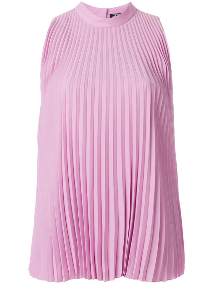 Salvatore Ferragamo Sleeveless Pleated Blouse - Pink & Purple