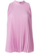 Salvatore Ferragamo Sleeveless Pleated Blouse - Pink & Purple