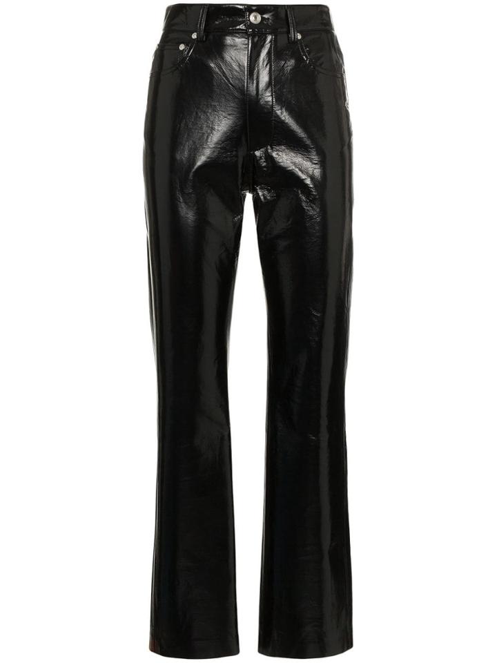 Msgm High Waisted Vinyl Trousers - Black
