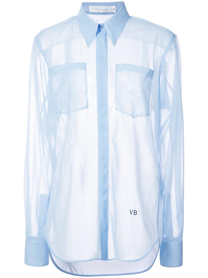 Victoria Beckham Long Sleeved Sheer Shirt - Blue