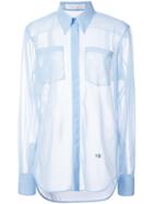 Victoria Beckham Long Sleeved Sheer Shirt - Blue