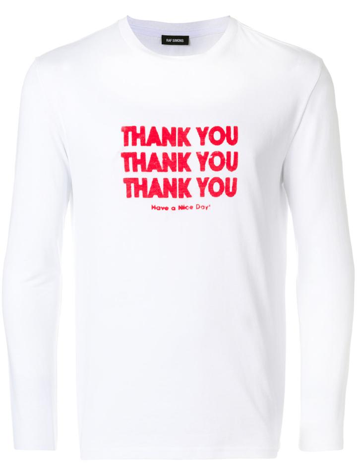 Raf Simons Thank You Round Neck Top - White