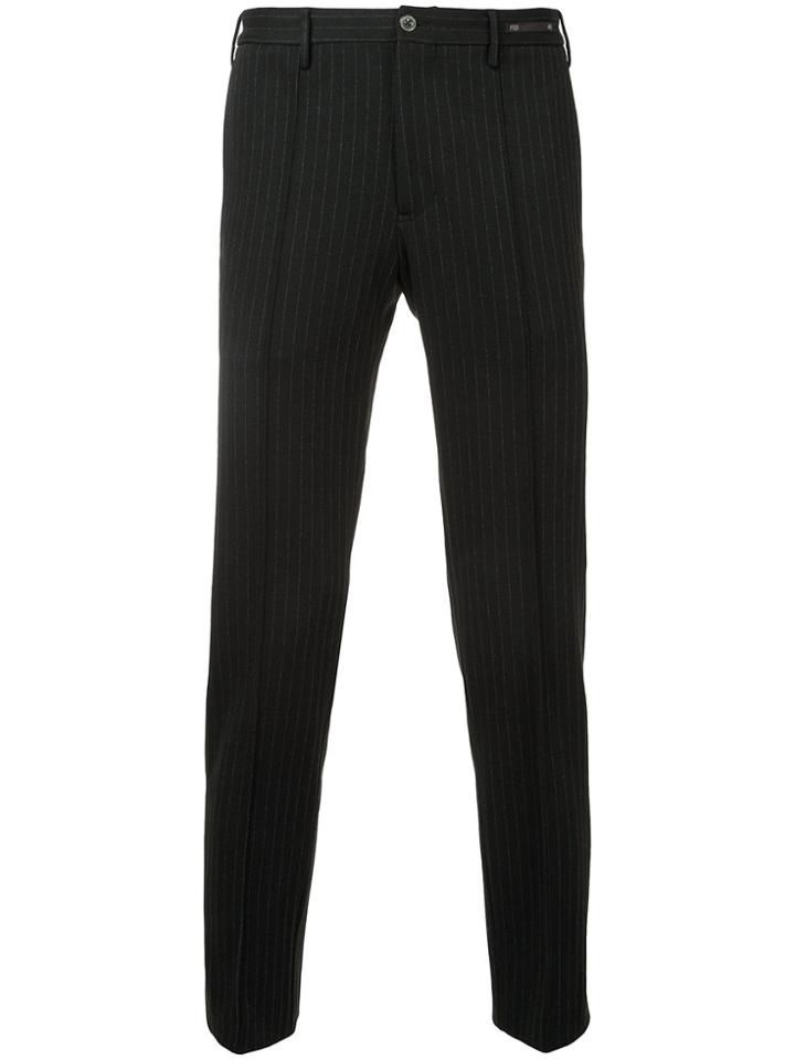 Pt01 Pinstripe Tapered Trousers - Black