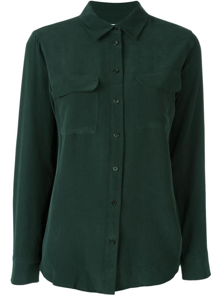Equipment Plain Shirt, Women's, Size: S, Green, Silk
