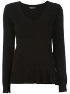 Twin-set V-neck Knit Top, Women's, Size: Xl, Black, Polyester/viscose