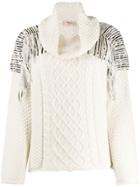 Twin-set Sequin-embellished Cable-knit Jumper - White