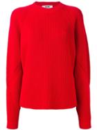 Msgm Ribbed Jumper, Women's, Size: Medium, Red, Virgin Wool