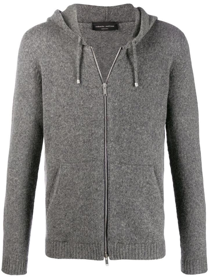 Roberto Collina Knitted Zip Up Hoodie - Grey