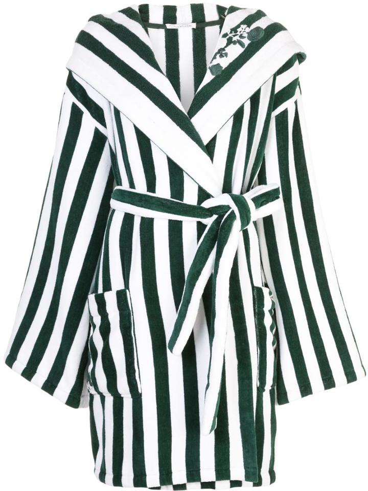 Oscar De La Renta Striped Wrap-around Coat - Green