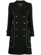 Elisabetta Franchi Contrast Piping Double-breasted Coat - Black