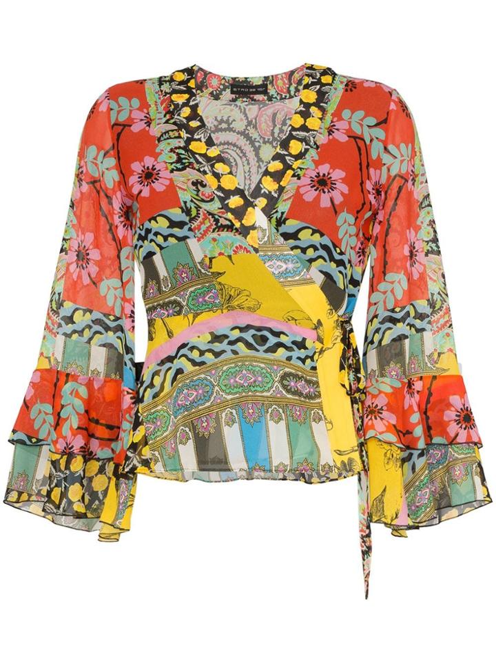 Etro Mixed Floral-print Wrap Blouse - Multicolour