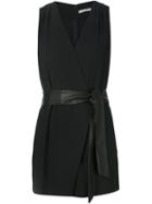 Alice+olivia Lyndi Playsuit, Women's, Size: 10, Black, Polyester/spandex/elastane/lamb Skin