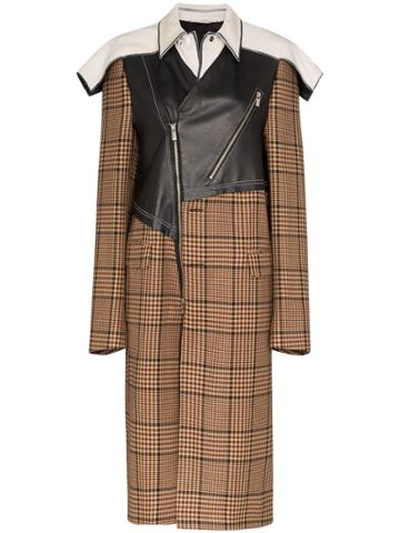 Duran Lantink Contrast Checked Trench Coat - Brown
