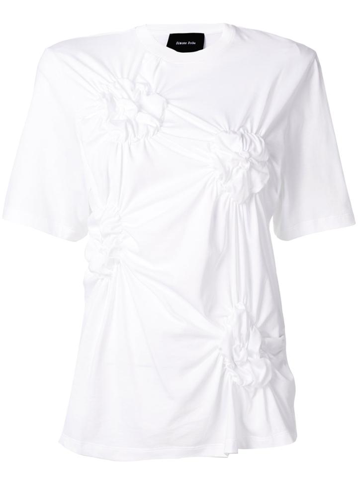 Simone Rocha Ruched Flower T-shirt - White