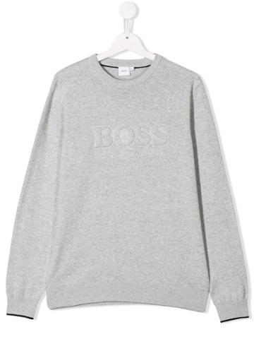 Boss Kids Logo Embossed Logo Sweatshirt - Grey