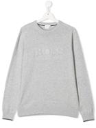 Boss Kids Logo Embossed Logo Sweatshirt - Grey