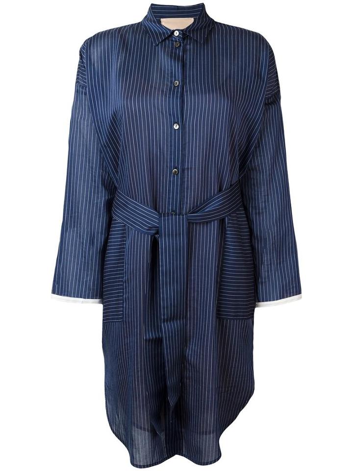 Erika Cavallini Striped Shirt Dress, Women's, Size: 44, Blue, Cotton/silk/polyester