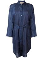 Erika Cavallini Striped Shirt Dress, Women's, Size: 44, Blue, Cotton/silk/polyester