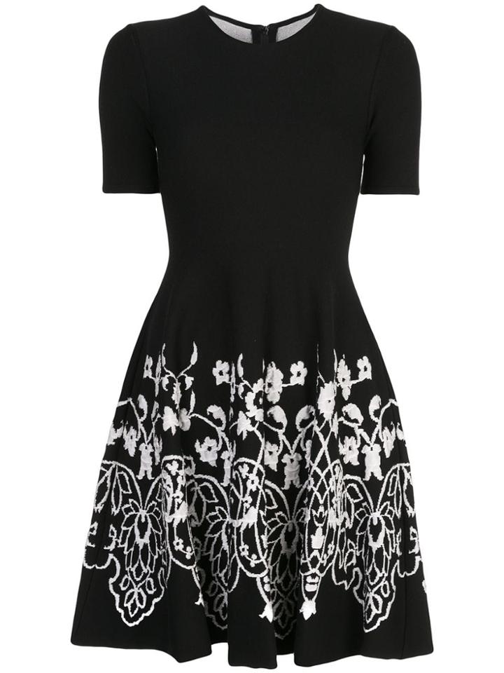 Oscar De La Renta Floral Knitted Dress - Black