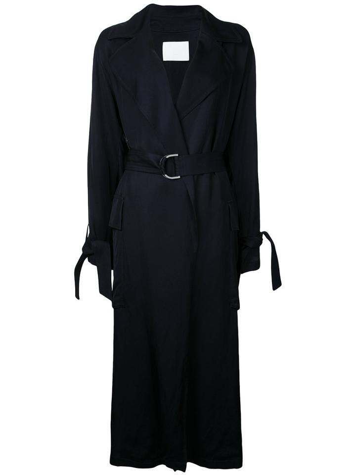Rito - Drape Trench Coat - Women - Linen/flax/rayon - 38, Black, Linen/flax/rayon