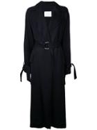Rito - Drape Trench Coat - Women - Linen/flax/rayon - 38, Black, Linen/flax/rayon