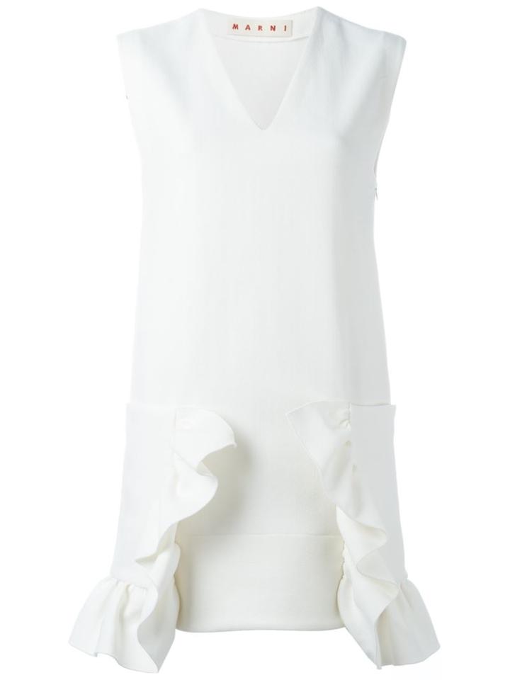 Marni Ruffle Pocket Dress, Women's, Size: 42, White, Cotton/polyamide/spandex/elastane