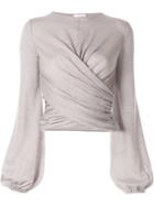 Giambattista Valli Long-sleeve Wrap Blouse - Grey