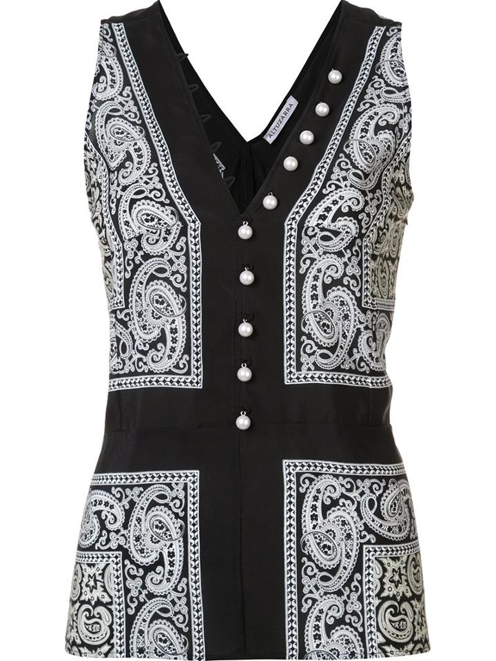 Altuzarra Paisley Print Tank, Women's, Size: 40, Black, Silk