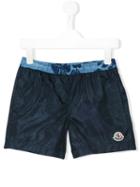 Moncler Kids - Embroidered Logo Swim Shorts - Kids - Polyamide-8 - 10 Yrs, Blue
