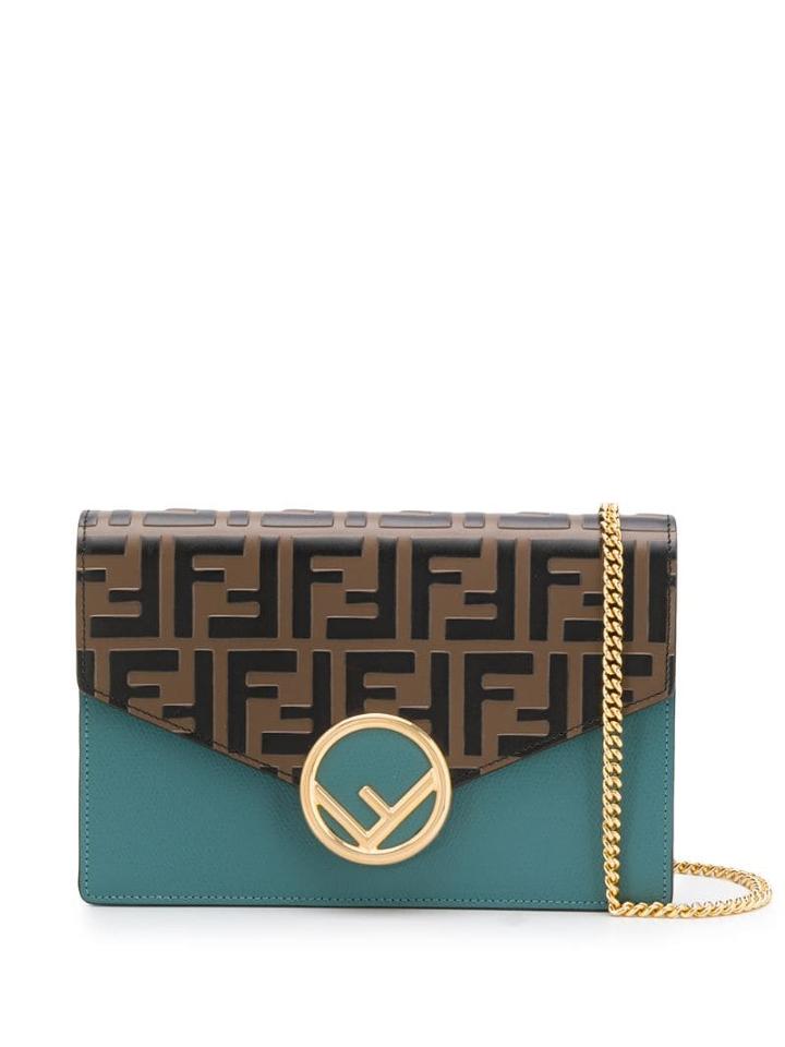 Fendi Ff Pattern Chain Crossbody Bag - Blue
