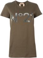 No21 Logo Print T-shirt, Women's, Size: 40, Green, Cotton