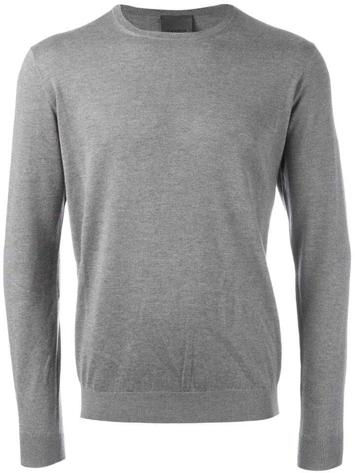 Laneus Crew Neck Jumper, Men's, Size: 46, Grey, Silk/cashmere