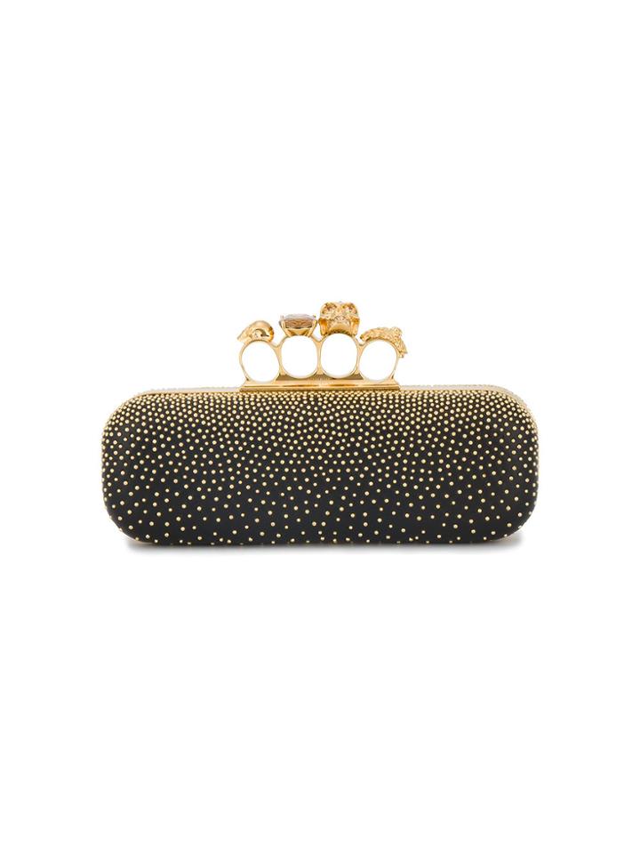 Alexander Mcqueen Studded Knuckle Box Clutch - Black