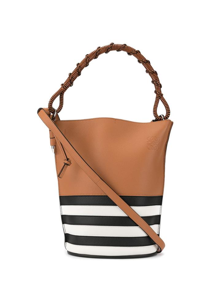 Loewe Striped Panel Bucket Bag - Brown