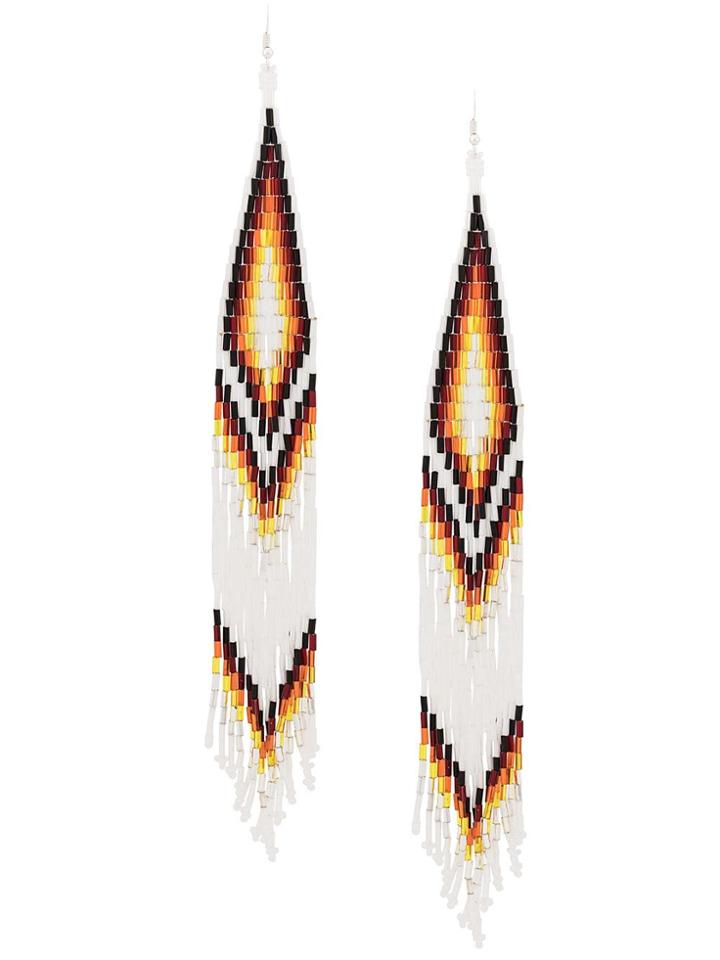 Jessie Western Long Beaded Earrings - White